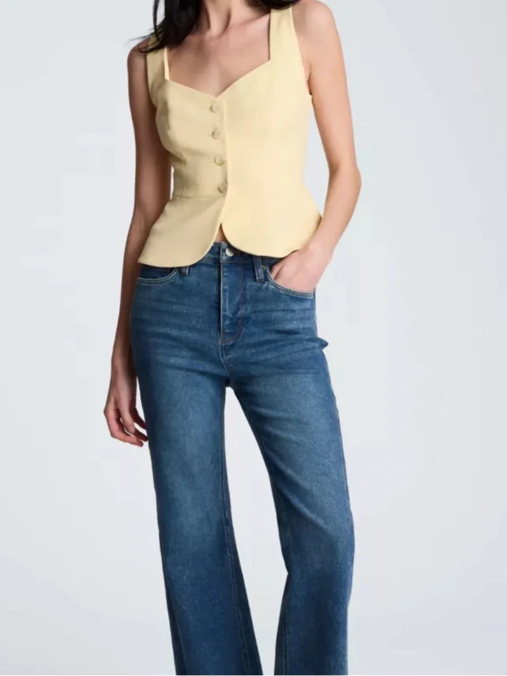 Reaction Kenneth Cole -Black Sleeveless Button Front Peplum Vest